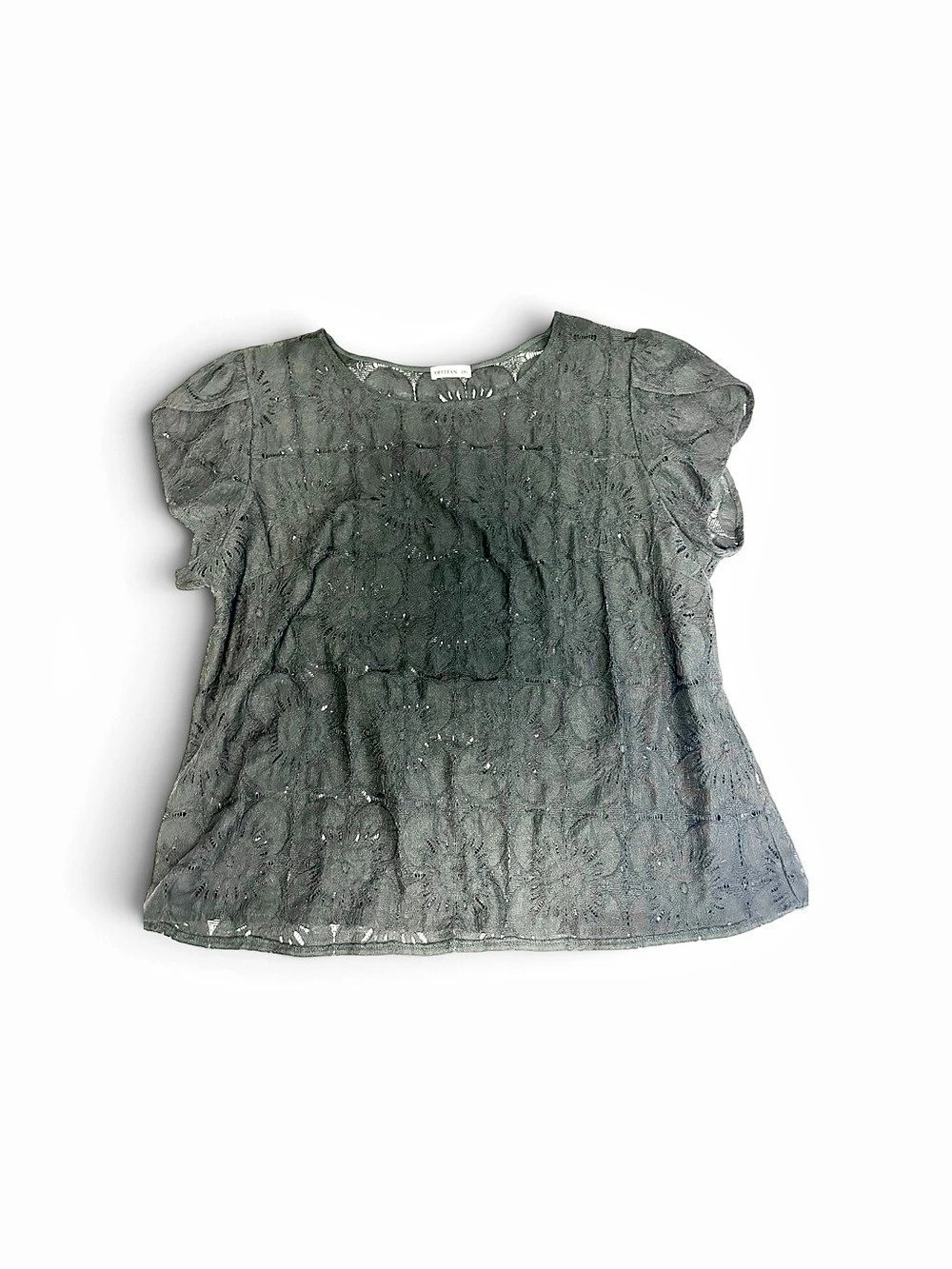 Ofeefan Black Lace Eyelet Cutout Blouse Size 2XL